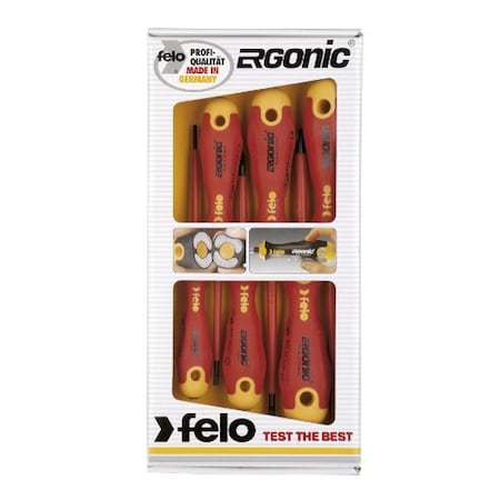 FELO 0715753169 Slotted And Phillips Insulated Ergonic Screwdriver Set (6-Piece) 4007157531698 